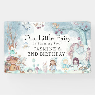 Cute Winter Forest Fairy Christmas Girls Birthday Banner