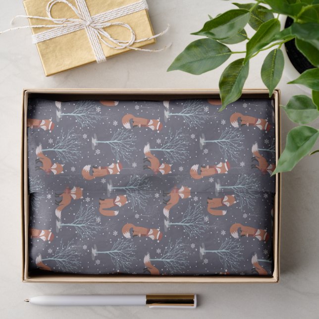 Cute Winter Foxes Tissue Paper (Gift)