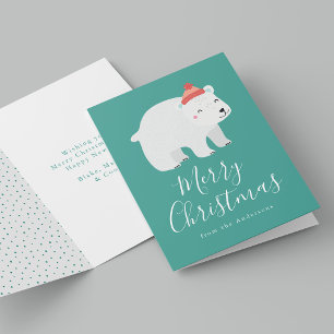 Cute Winter Friends Polar Bear Non-Photo Holiday Card