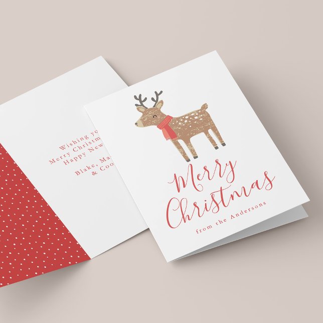 Cute Winter Friends Reindeer Non-Photo Holiday Card (Creator Uploaded)