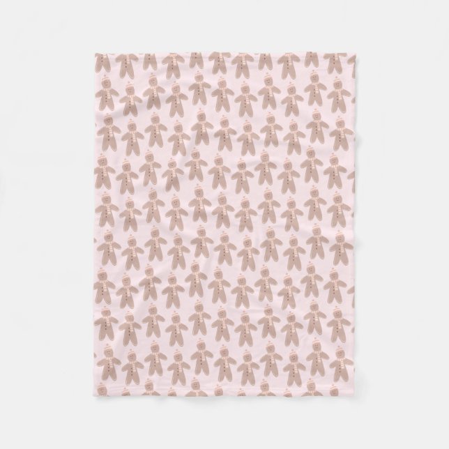 Cute winter gingerbread man Christmas Fleece Blanket (Front)