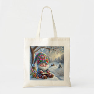 Cute Winter Gnome in a Cosy Winter Landscape Tote Bag
