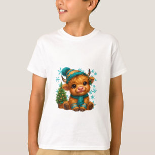 Cute Winter Highland Cow Christmas Art – Cozy Baby T-Shirt