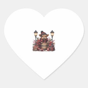 Cute Winter Highland Cow Red Plaid Lantern Christm Heart Sticker