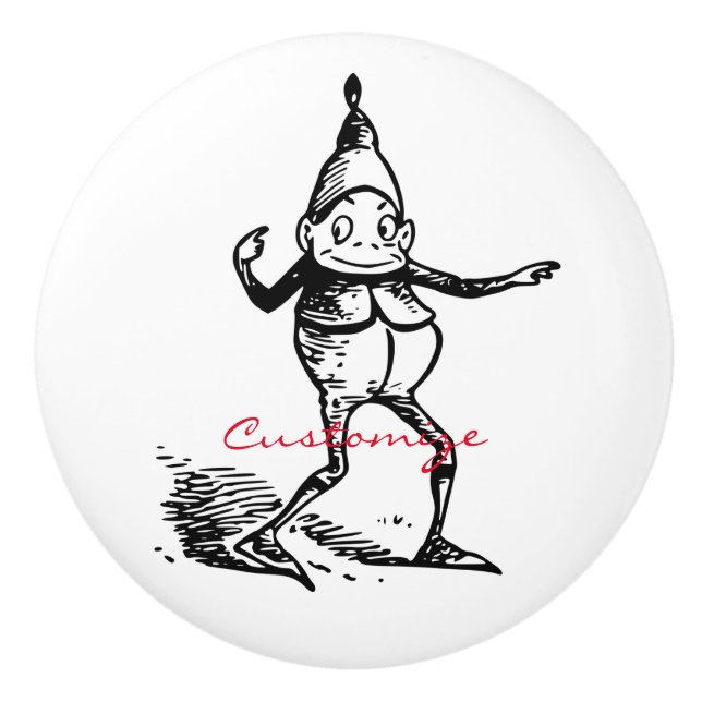 Cute Winter Holiday Elf Gnome Thunder_Cove Ceramic Knob (Front)