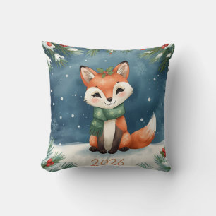 cute winter holiday happy new year 2026 cushion