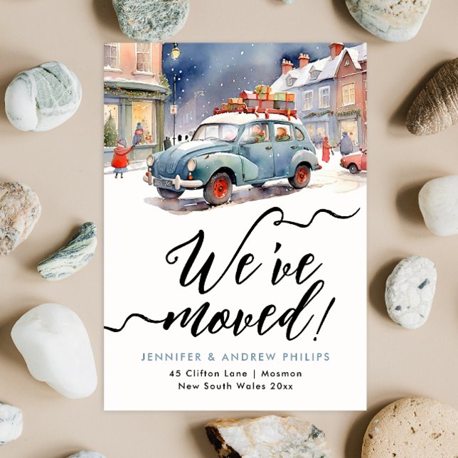 Cute Winter Holiday New Address Watercolor Announcement (Creator Uploaded)