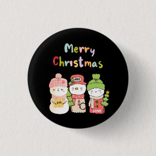 Cute Winter Holiday Snowman Hope Peace Love 3 Cm Round Badge