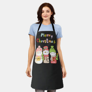 Cute Winter Holiday Snowman Hope Peace Love Apron