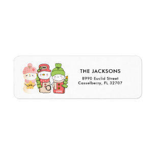 Cute Winter Holiday Snowman Hope Peace Love Return Address Label