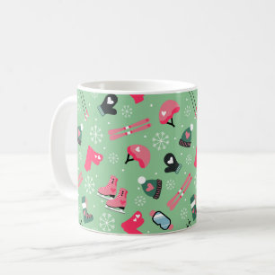 Cute Winter Holiday Sports Pattern  Coffee Mug