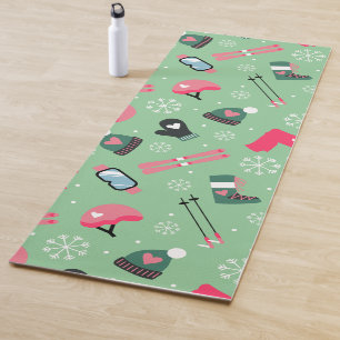 Cute Winter Holiday Sports Pattern Yoga Mat