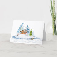 Cute winter house Christmas watercolor