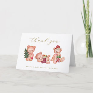 Cute Winter It's Cold Outside Bear Baby Shower  Thank You Card