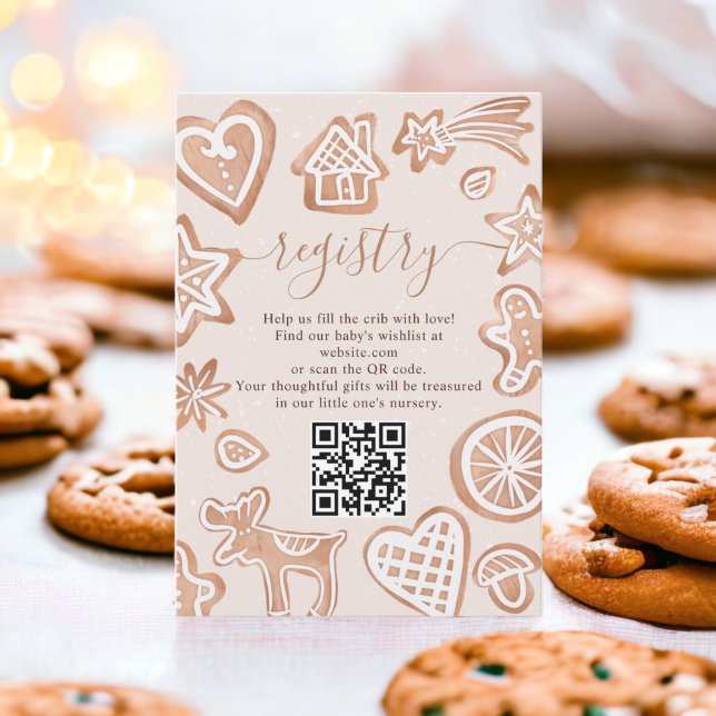 Cute winter little cookie baby shower registry enclosure card (Cute winter little cookie baby shower registry enclosure card)