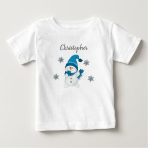 Cute Winter Little Snowman Snowflakes Baby Boy T-Shirt