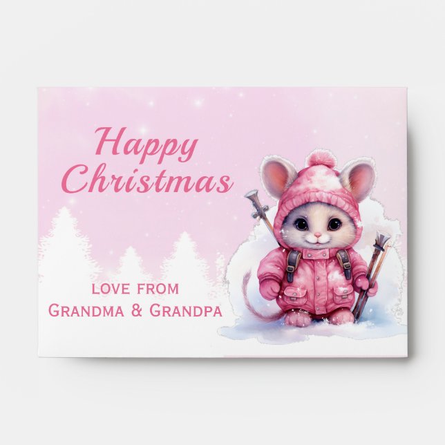 Cute Winter Mouse Christmas Cash Gift  Envelope (Front)