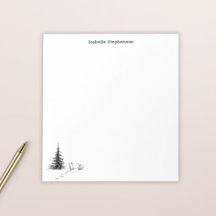 Cute Winter Mouse Whimsical Personalised Notepad
