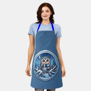 Cute Winter Owl Ornament Apron