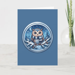 Cute Winter Owl Ornament Card