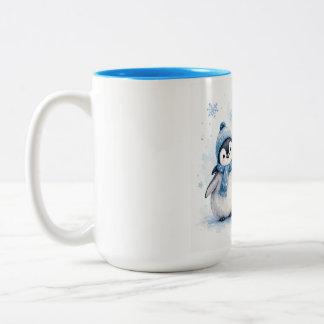 Cute Winter Penguin Blue Accent Coffee Mug | Adora