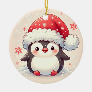 Cute Winter Penguin Ceramic Ornament