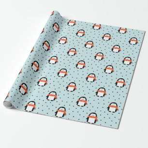Cute Winter Penguin Christmas Wrapping Paper
