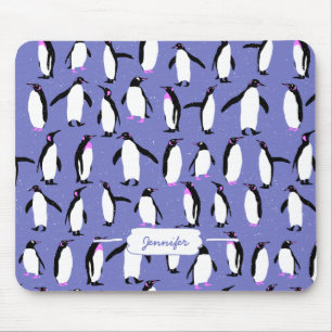 Cute winter penguin pattern mouse pad