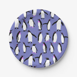 Cute winter penguin pattern paper plate
