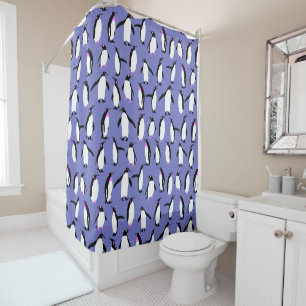 Cute winter penguin pattern shower curtain