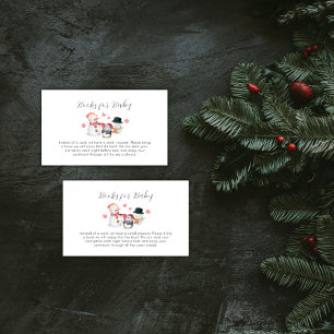 Cute Winter Penguin Snowman Books For Baby Shower  Enclosure Card