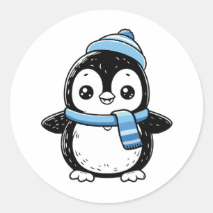 Cute Winter Penguin Sticker   Penguin with Hat 
