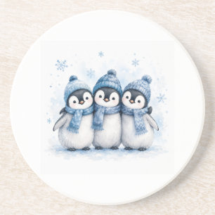 Cute Winter Penguin Trio Can Cooler   Adorable Blu Coaster