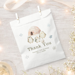 Cute Winter Penguins Birthday Party Favour Bag