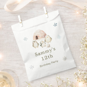 Cute Winter Penguins Birthday Party Favour Bag