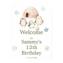 Cute Winter Penguins Birthday Party