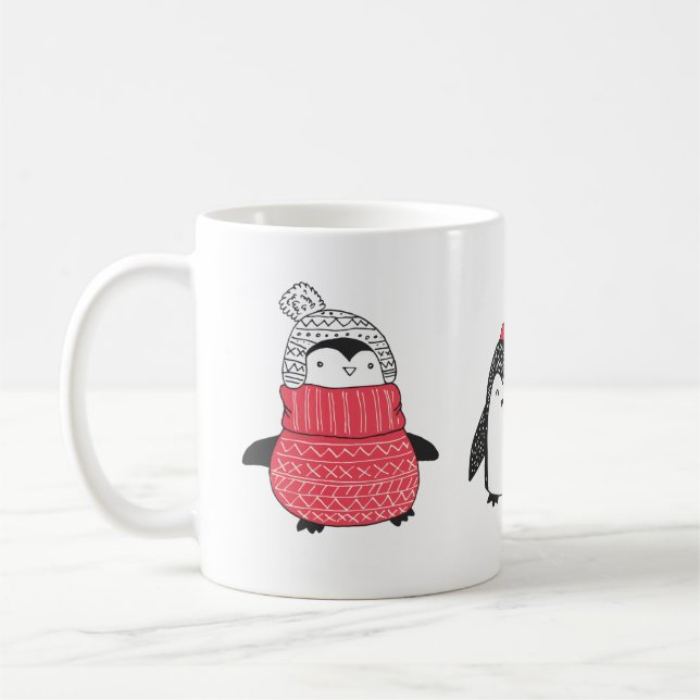 Cute Winter Penguins Coffee Mug (Left)