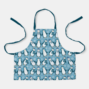Cute Winter Penguins Design Apron