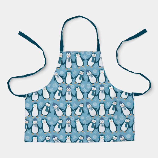 Cute Winter Penguins Design Apron (Front)