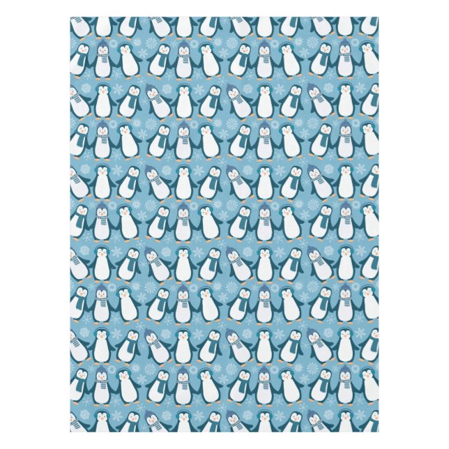 Cute Winter Penguins Design Tablecloth (Front)