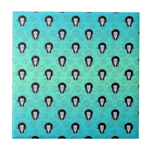 Cute Winter Penguins over Teal and Mint Green Ceramic Tile