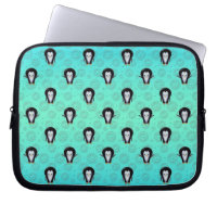 Cute Winter Penguins over Teal and Mint Green
