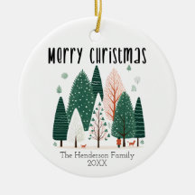 Cute Winter Pine Tree Family Christmas Card