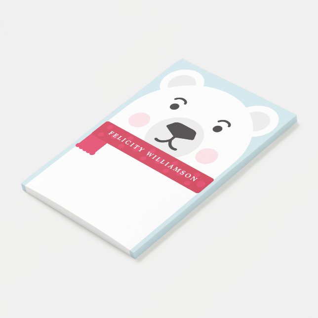 Cute Winter Polar Bear Character Illustration Post-it Notes (Angled)