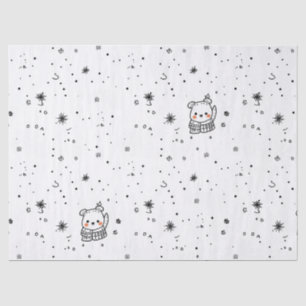 Cute Winter Polar Bear Snowflake Tissue Paper