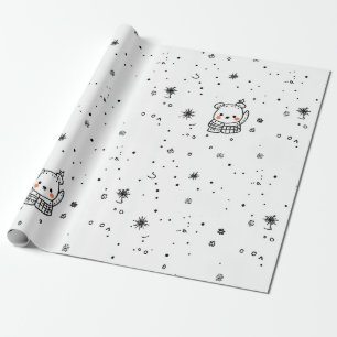 Cute Winter Polar Bear Snowflake Wrapping Paper