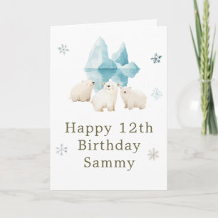 Cute Winter Polar Bears Birthday Party Card