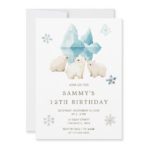 Cute Winter Polar Bears Birthday Party