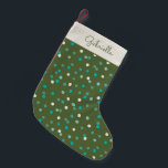 Cute Winter Polka Dots Spots Green Personalised Small Christmas Stocking<br><div class="desc">Personalised Cute Winter Polka Dots Spots in Green and Teal Christmas Stocking</div>