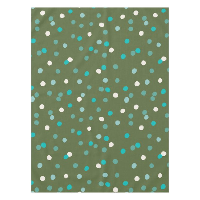 Cute Winter Polka Dots Spots in Green and Teal   Tablecloth (Front)